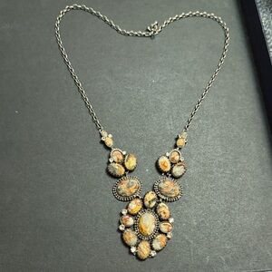 Sorrelli Orange and Silver Cluster Necklace